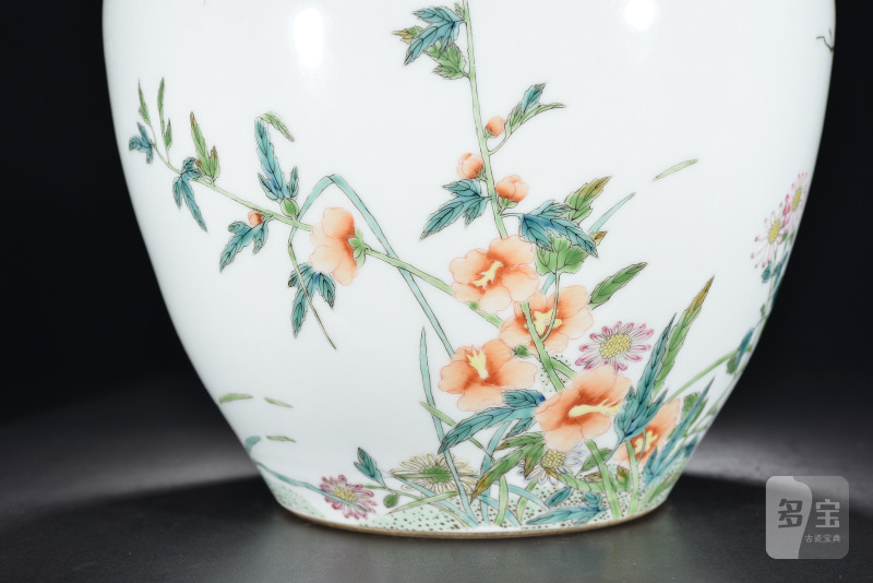 清光绪 粉彩花鸟纹罐 - 图5